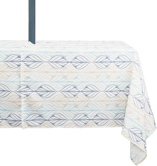Outdoor Tablecloth with Umbrella Hole and Zipper, Patio Table Covers for Spring/Summer, Machine Washable Outdoor Party/Picnic Rectangle Table Cloth 60 x 102 in