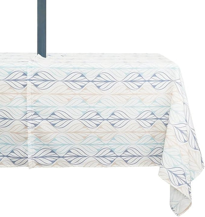 Outdoor Tablecloth with Umbrella Hole and Zipper, Patio Table Covers for Spring/Summer, Machine Washable Outdoor Party/Picnic Rectangle Table Cloth 60 x 84 in