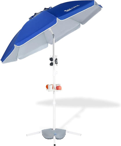 Seazul 6.5ft Sun Shade Umbrella, Portable Umbrella with Stand for Sports, Water Weight Bag, Adjustable and Lightweight, Sun Protection, Royal Blue