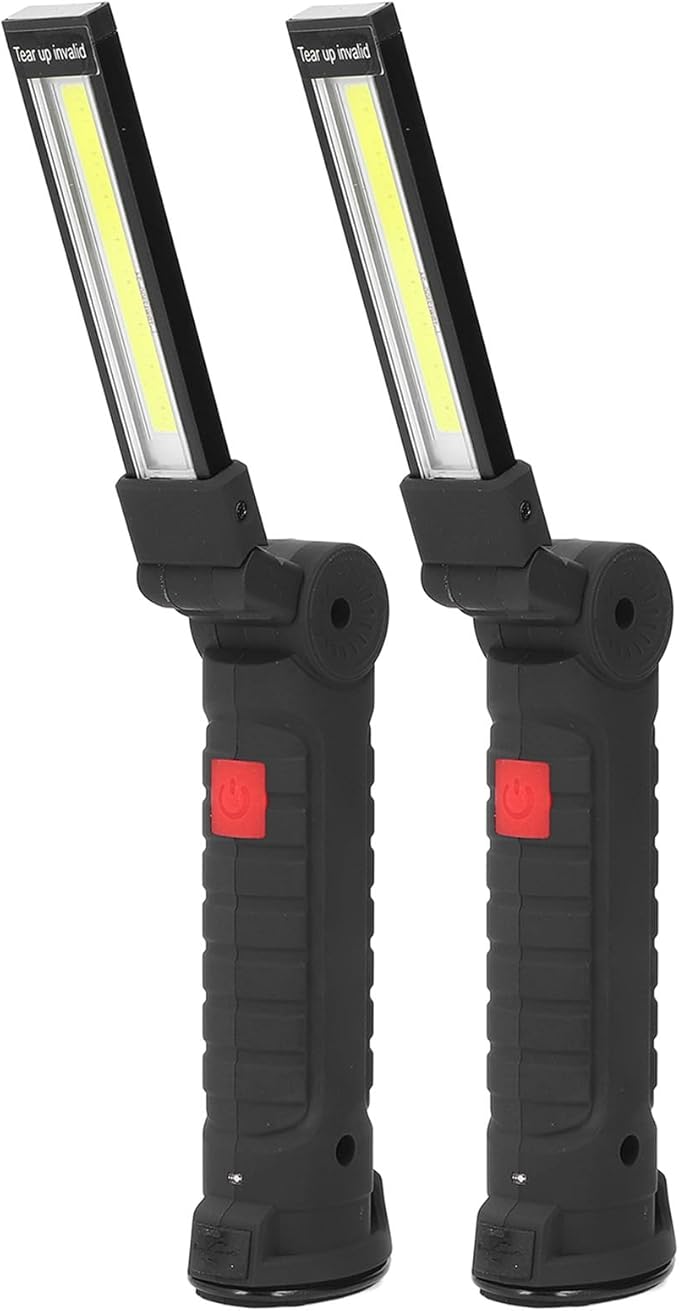 2Pcs Rechargeable LED Work Light Magnetic Base Portable Foldable COB Worklight Grill Light for Outdoor Camping Maintenance 3.7V 10W