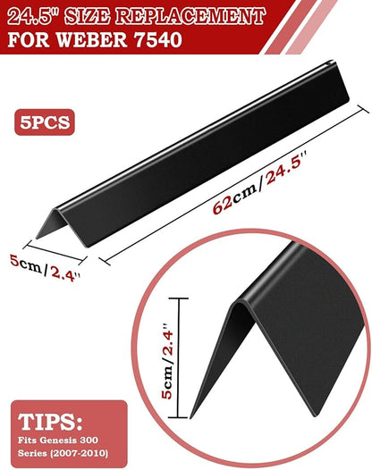 7540 Flavorizer Bars 24.5" for Weber Grill Accessories Genesis 300 Series, Genesis E310 E320 S310 Grill with Side Control, Genesis EP310 Heat Plates Replacement for Weber Grill Parts 7539
