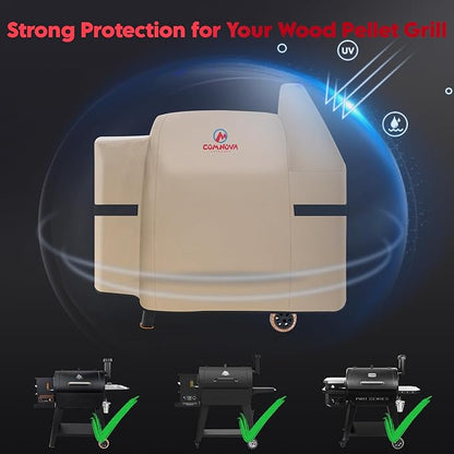 Comnova Grill Cover for Pit Boss 820 & 850 - Z Grill 700 - Premium Wood Pellet Smoker Cover for Pitboss Heavy Duty & Waterproof, 600D Pellet BBQ Cover for Pit Boss 820 Deluxe, Pro 850 and Z Grill 700