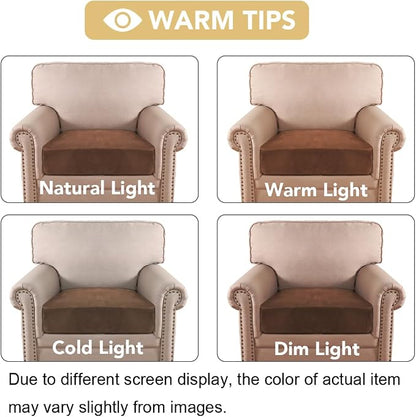 H.VERSAILTEX Velvet Stretch Couch Cushion Cover Plush Cushion Slipcover for Chair Cushion Furniture Protector Seat Cushion Sofa Cover (1 Piece Armchair Cushion Covers, Caramel Cafe)