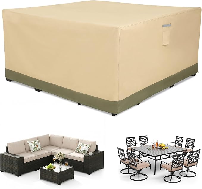 BPS Patio Furniture Cover for Outdoor Table and Chairs, 600D Waterproof and Anti-UV Patio Sectional Set Cover for Outside General Purpose Furniture, 92''L x 92''W x 32''H