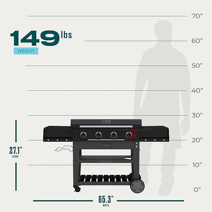 Charbroil 36" Performance Series Deluxe Propane Gas Griddle with Cart 4 Burner Flat Top Grill, Black - 463285924
