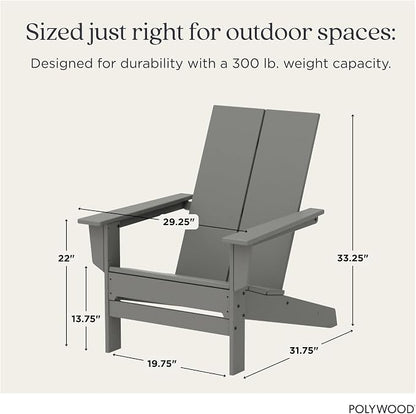 POLYWOOD Contemporary Modern Oversized Adirondack Chair in Slate Grey