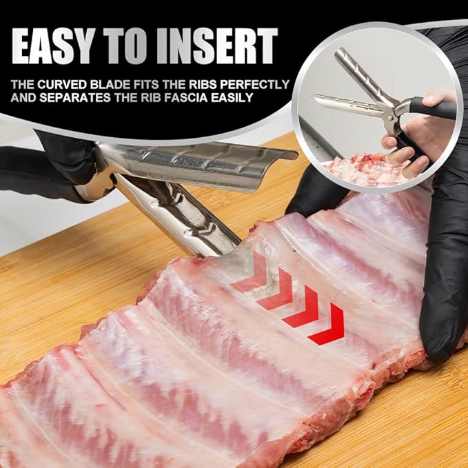 Professional Rib Prep Tool – 132g Thick 304 Stainless Steel Rib Membrane Removal Tool, BBQ Rib Skinner, Ergonomic Design, Easy to Clean, Durable,Spare Ribs