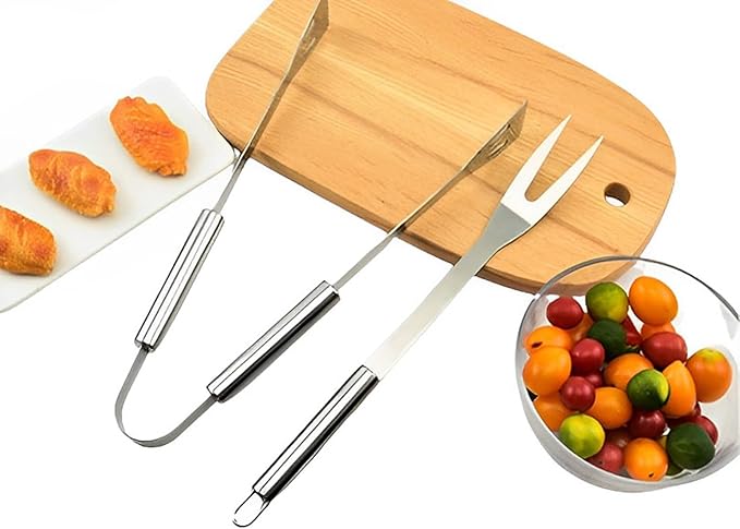 20 Pcs Stainless Steel BBQ Grill Tools Set, Heavy Duty Outdoor Barbecue Utensils Kit with Spatula, Tongs, Fork, Skewers, Meat Thermometer & Storage Bag for Camping, Backyard, Picnic
