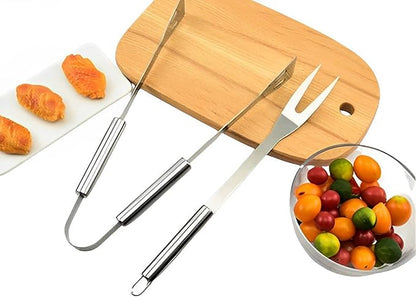 20 Pcs Stainless Steel BBQ Grill Tools Set, Heavy Duty Outdoor Barbecue Utensils Kit with Spatula, Tongs, Fork, Skewers, Meat Thermometer & Storage Bag for Camping, Backyard, Picnic