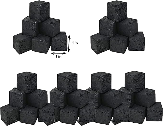 WYNN Premium Hookah Coconut Charcoal-Hexagonal,Crescent,Cube,and Flat Shapes, 1 Kg Pack, Long Lasting, Low Ash-No Headache-No Odor-All Natural (Cube)