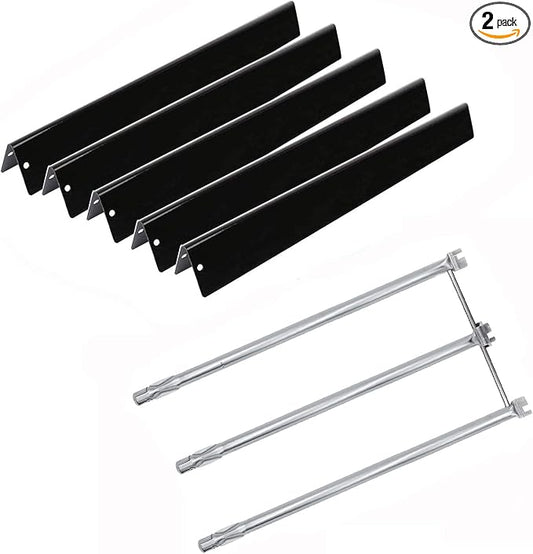 Hongso 7508 Burner Tube Kit and 7536 Porcelain Steel Flavorizer Bars 22.5 Inch for Weber Spirit E310 320 (with Side Mounted Control Panel Older Model), Spirit 700 Genesis Silver Gold Platinum B C 7537
