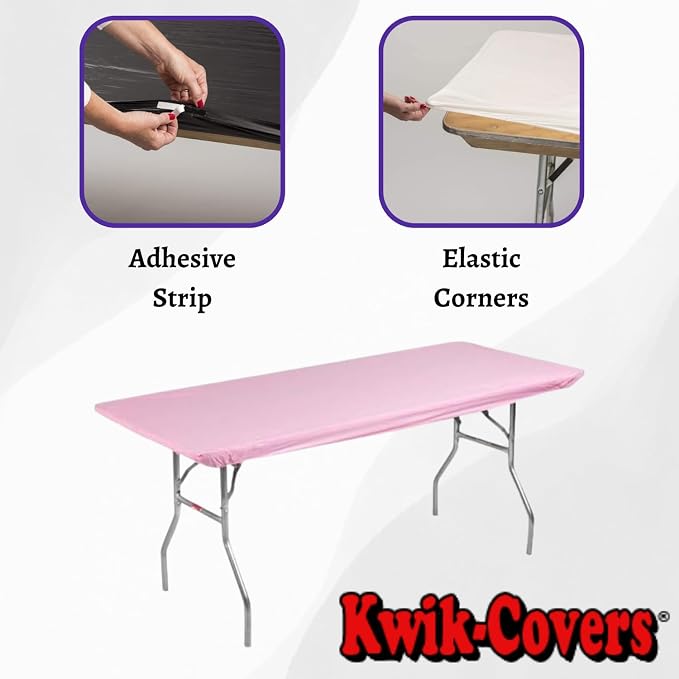 6' Rectangle Plastic Table Covers 30" x 72", Bundle of 5 (Pink)