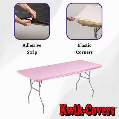 6' Rectangle Plastic Table Covers 30" x 72", Bundle of 5 (Pink)