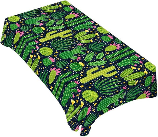 TKS MITLAN Tablecloth Green Plant Table Cloth Rectangle Table 52 x 70 Inch Cactus Flowers Exotic Mexican Kitchen Decorations for Home Dinner Party
