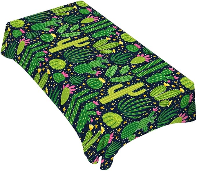 TKS MITLAN Tablecloth Green Plant Table Cloth Rectangle Table 60 x 84 Inch Cactus Flowers Exotic Mexican Kitchen Decorations for Home Dinner Party