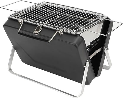 Fydun Portable Charcoal BBQ Grill Folding Notebook Grill for Cam Outdoor Cooking Backyard Picnic Black for Families (Black)