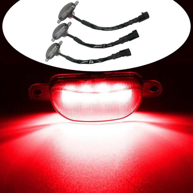 Red LED Grille Light Kit, LED Bumper Hood Lights, Compatible with Ford F-150 Raptor Style Grille 2004-2019 (Aftermarket), 3PCS (Smoked Cover/Red LED Lights)
