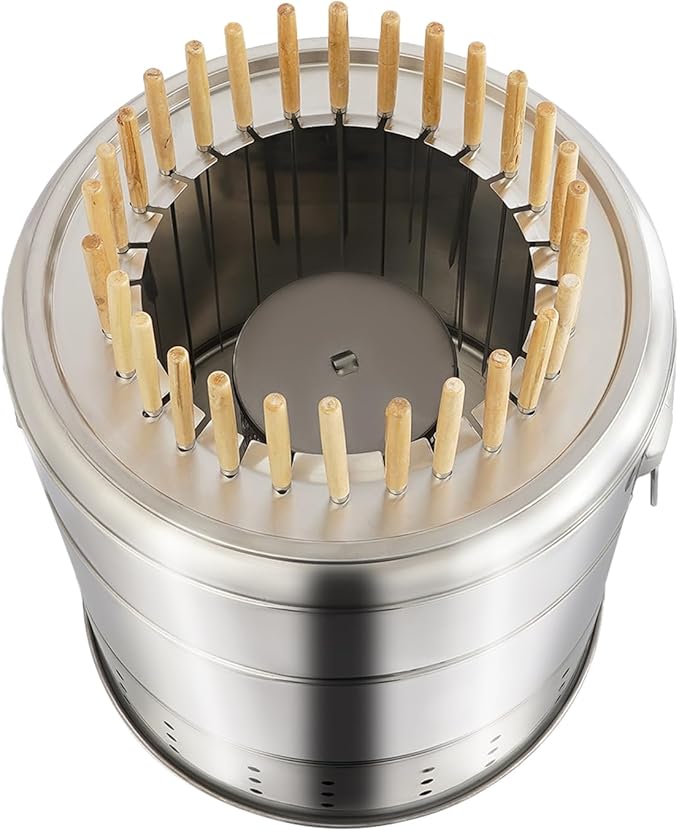 Smokeless Vertical Charcoal Grill – 28 Skewers Capacity, 360° Even Heat for Crispy Outside & Tender Inside, Oil Drip Tray & Ash Tray Included – for Backyard, Beach, Picnic, Party