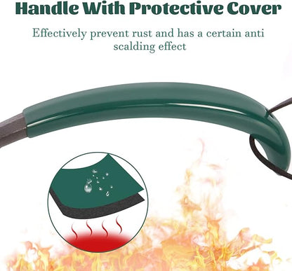 Cast Iron Grill Grate Lifter Compatible with Big Green Egg,Primo Vision Louisiana Grills Kamado Grill Accessories Grate Lifters with Green Protective Cover for Moving Hot Grate