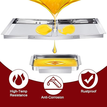 Hiorucet Grill Drip Pan Kits for Dyna Glo Grill Replacement Parts DGB610SSP, Adjustable 30''-36'' Grease Tray with Catch Pan, Heat Plate Tent Shields for Dynaglo Grill Replacement Parts 6 Burner.