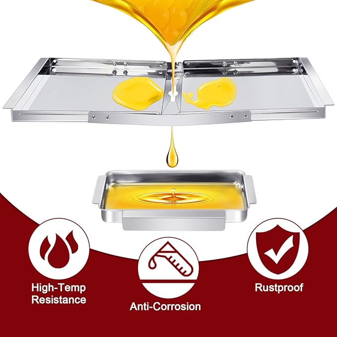 Hiorucet Grill Grease Tray Replacement Parts for Dyna Glo DGF510SBP, Adjustable 24''-30'' Grill Drip Pan Tray, DGF510SBP Grates and Heat Tent Plates for Dyna Glo Grill Replacement Parts 5 Burner.