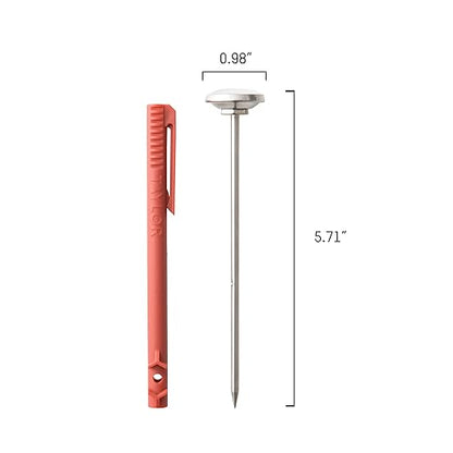 Taylor Instant Read Analog Meat Food Grill BBQ Cooking Kitchen Thermometer with Red Pocket Sleeve for Calibration, 1 inch dial, Stainless Steel