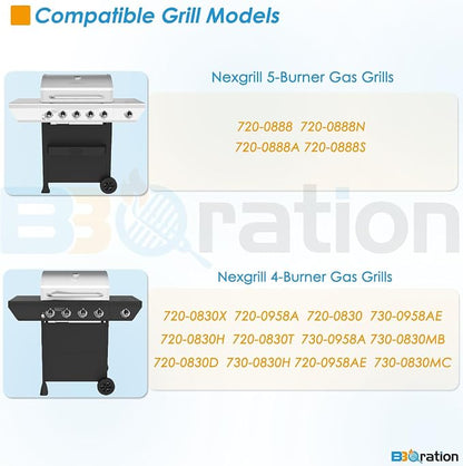 Replacement Parts Kit for Nexgrill 5-Burner 720-0888S 720-0888N 720-0888, 4-Burner 720-0830H 720-0830, Grill Heat Shield and Cooking Grate Kit for Nexgrill Replacement Parts