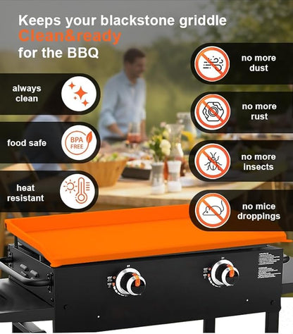 36in Premium Silicone Griddle Cover Mat for Blackstone Griddle 36 Inch - Hermetic Protection from Rust & Debris All Year, Fits All Blackstone 36 Inch Models - Food Grade Silicone（Orange）