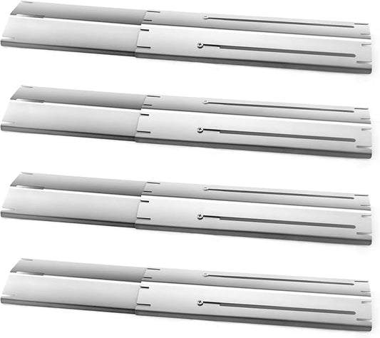 Adjustable Heat Plate Shield, Universal Heat Burner Tents, Heavy Duty Flame Tamer for Charbroil and Other Gas Grill Models, BBQ Replacement Parts, Extends from 11.75" up to 21" L (4 Pack)