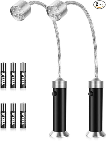 Barbecue Grill Lights for Outdoor Grill, BBQ Grilling Accessories with Magnetic Base, Christmas Stocking Stuffers Grilling Gifts for Men, Flexible Gooseneck, Water Heat Resistant (2 Pack)