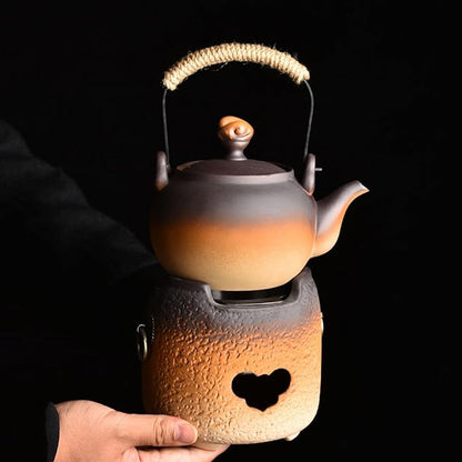 Clay Charcoal Stove Tea Set Kung Fu Tea Stove Outdoor Heating Stove Barbecue Oven Pottery Stove for Home Camping Cooking Accessories(Large)