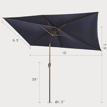 Abba Patio 6.5FT Outdoor Patio Umbrella Outdoor Table Umbrella with Crank Market Umbrella 6 Sturdy Ribs UV Protection Waterproof and Push Button Tilt for Garden Deck Backyard Pool,Dark Blue