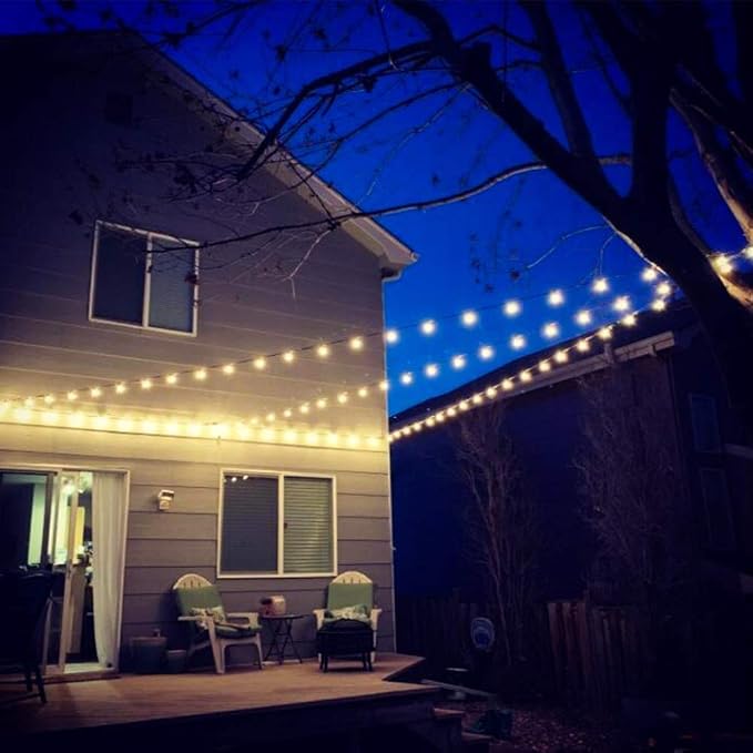 Outdoor Lights Hanging Kit,Globe String Light Suspension Kit,100FT Black Vinyl-Coated 304 Stainless Steel Guide Wire Cable,Include Wire Rope Tension Turnbuckle and Eye Hooks
