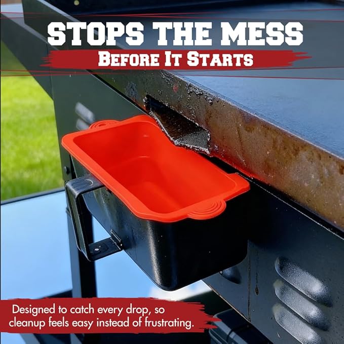 Kitchen Perfection 2 Reusable Silicone Grease Cup Liners for Blackstone Griddle Grill - Fits 36 28 22 17 - Drip Catcher Tray Pans - A Must Have Blackstone Accessries for Easy Cleaning