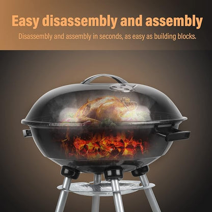 LEISURELIFE BBQ Grill with Wheels 18.5-Inch Portable Grills for Outdoor Patio Backyard Picnic Camping