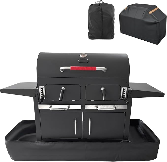 Patented Fully Enclosed Grill Covers for Outdoor Grill 2-in-1 Heavy Duty Barbecue Grill Cover 600D Waterproof Animal-Proof BBQ Cover Outside Fits Weber (65 Inch Full Enclosed Grill Covers 2-in-1)
