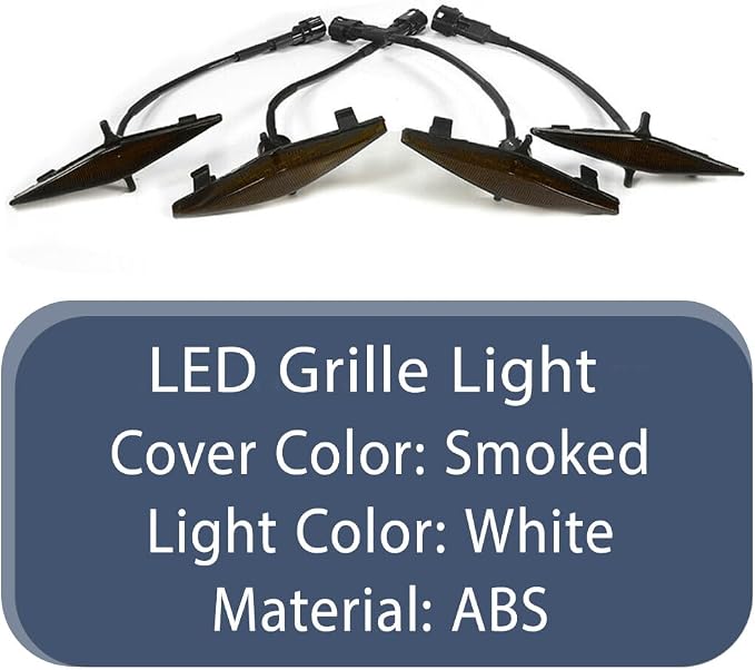 Smoked LED Grille Light Kit, LED Light with Wire, Compatible with Toyota 4Runner TRD Pro Grille 2014-2019, 1 Set (White Light)