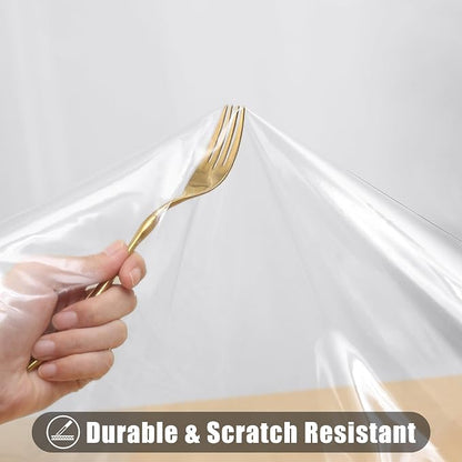 Smiry Rectangle Table Cloth 60x120 Inch, Waterproof Wipeable Vinyl Tablecloths Protector, Oil Spill Proof Plastic Table Cover for Dining, Picnic, Camping, Outdoor, Clear