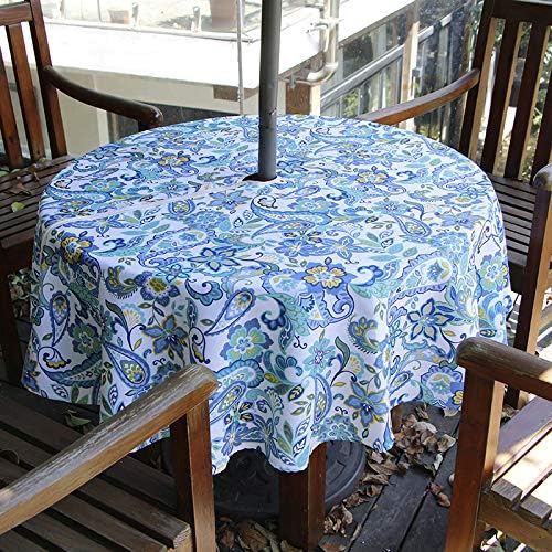 EHouseHome Outdoor Indoor 70inch Round Tablecloth with Umbrella Hole and Zipper, Waterproof Zippered Patio Table Cloths, Spring/Summer Table Covers for Backyard Circular Table/BBQs/Picnic