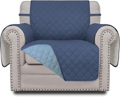 Easy-Going Reversible Couch Cover, Small Chair, Dark Blue/Light Blue | Machine Washable Slipcover For Dogs, Water Resistant Furniture Mat For Living Room, Non-Slip Sofa Cover, Pet Friendly
