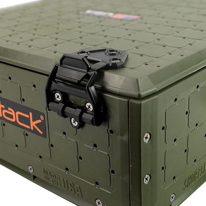 YakAttack ShortStak Solo Storage Box - Size & Color Options | Standalone Low-Profile Crate with Lid, Hinges & Latches | GridLoc Mounting Panels | Slider Feet for Under-Seat Use | Made in USA