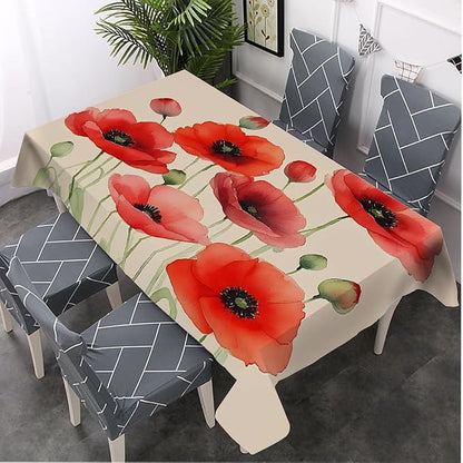 Moslion Tablecloth Red Poppy Rectangle Tablecloth for Picnic Kitchen BBQ 60x104 Inch