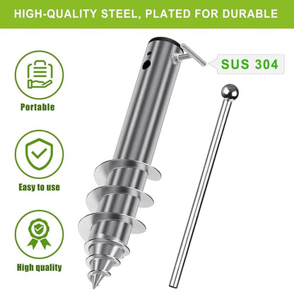 Dolibest Beach Umbrella Sand Anchor, Heavy-Duty Steel Beach Umbrella Holder with 3 Sleeves (Fits 1-2" Poles), Windproof Beach Umbrella Stake, Fully Welded Spiral Base Design for Ultimate Stability