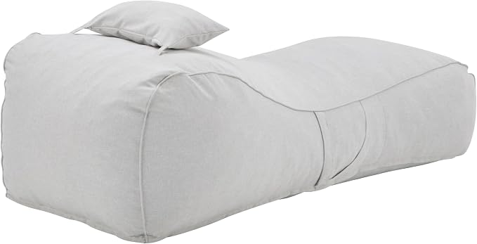 Christopher Knight Home Morton Outdoor Bean Bag Chair Set of 2, Fabric Bean Bag Chair for Adults and Kids, Indoor/Outdoor Sun Lounger with Headrest, Patio Chaise Lounge Chair Set of 2, Light Gray