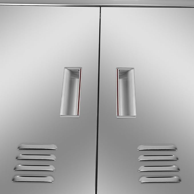 Outdoor Kitchen Door 30" W x 21" H Stainless Steel BBQ Double Access Door Flush Mount Vertical Wall Doors with Handle and Vents Suitable for Grilling Station Outside Cabinet Outdoor Kitchen