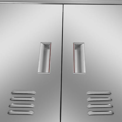 Outdoor Kitchen Door 30" W x 21" H Stainless Steel BBQ Double Access Door Flush Mount Vertical Wall Doors with Handle and Vents Suitable for Grilling Station Outside Cabinet Outdoor Kitchen