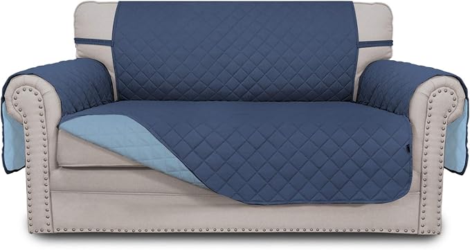Easy-Going Reversible Couch Cover, 2 Cushion Sofa, Dark Blue/Light Blue | Loveseat, Slipcover For Dogs, Water Resistant Furniture Mat, Living Room, Non-Slip Sofa Cover, Pet Friendly