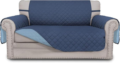 Easy-Going Reversible Couch Cover, 2 Cushion Sofa, Dark Blue/Light Blue | Loveseat, Slipcover For Dogs, Water Resistant Furniture Mat, Living Room, Non-Slip Sofa Cover, Pet Friendly