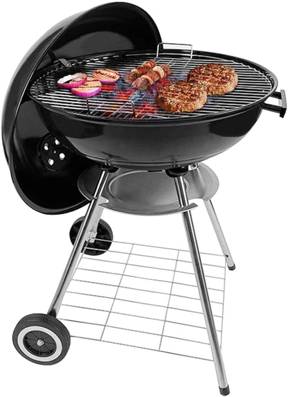 Charcoal Grill, 22 Inch Outdoor Enamel Apple Shape Portable Camping Grill Barbecue Charcoal Bbg Kettle Grill
