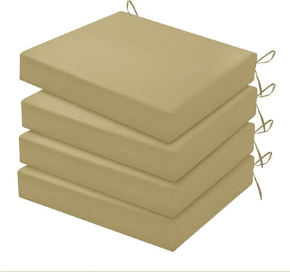 HARBOREST Outdoor Chair Cushions Set of 4, Water Resistant Patio Chair Cushions with Ties, Square Corner Outdoor Seat Cushions for Patio Furniture, 18.5"x16"x3", Khaki